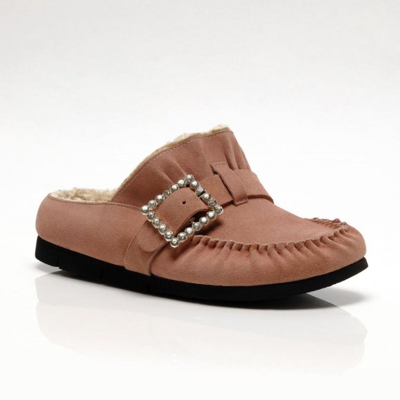 Free People Pink Mules with Rhinestone Buckle - Picture 4 of 10